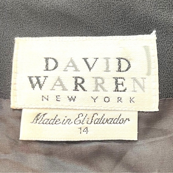 David Warren New York Vintage Black Faux Wrap Seed Bead Short Sleeve Midi Dress - Picture 13 of 14